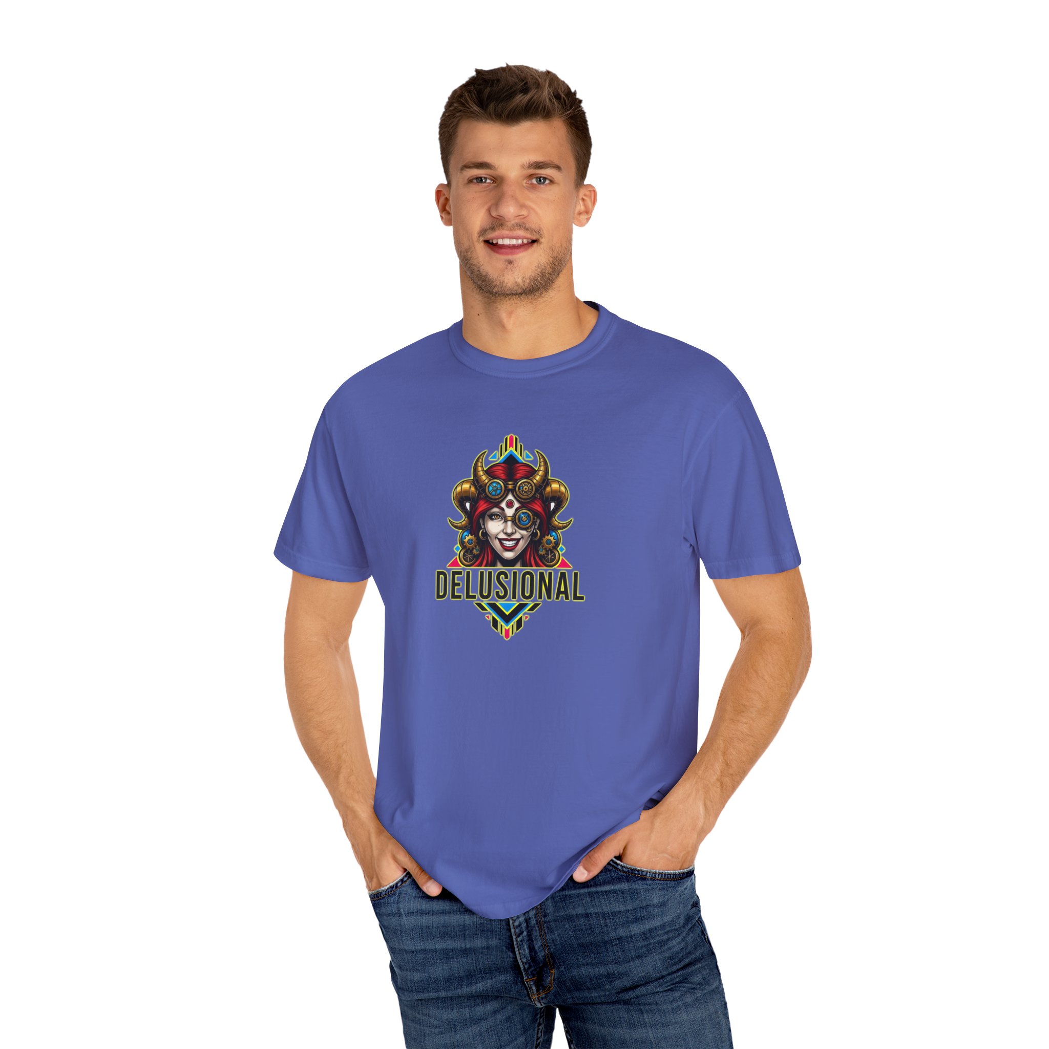 DELUSIONAL - LADY DEVIL - Unisex Garment-Dyed T-shirt - Image 9