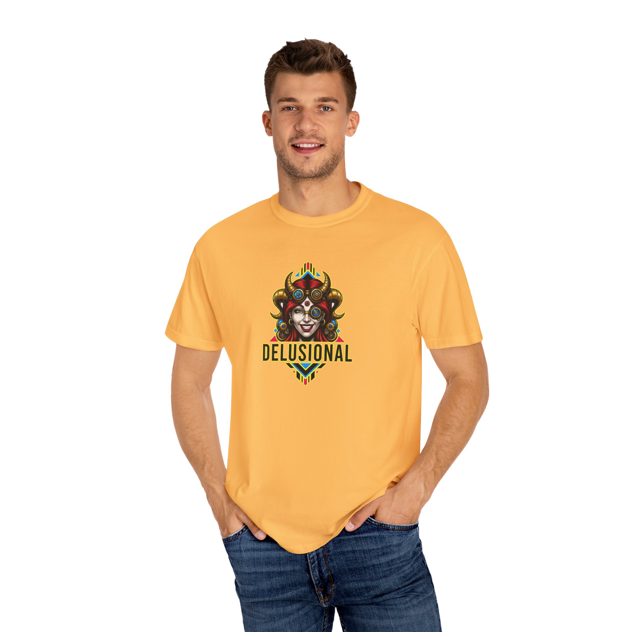 DELUSIONAL - LADY DEVIL - Unisex Garment-Dyed T-shirt - Image 6