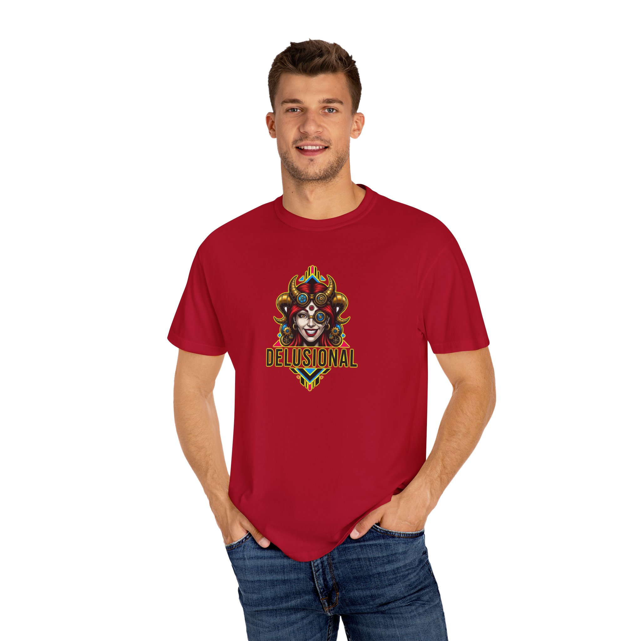 DELUSIONAL - LADY DEVIL - Unisex Garment-Dyed T-shirt - Image 16