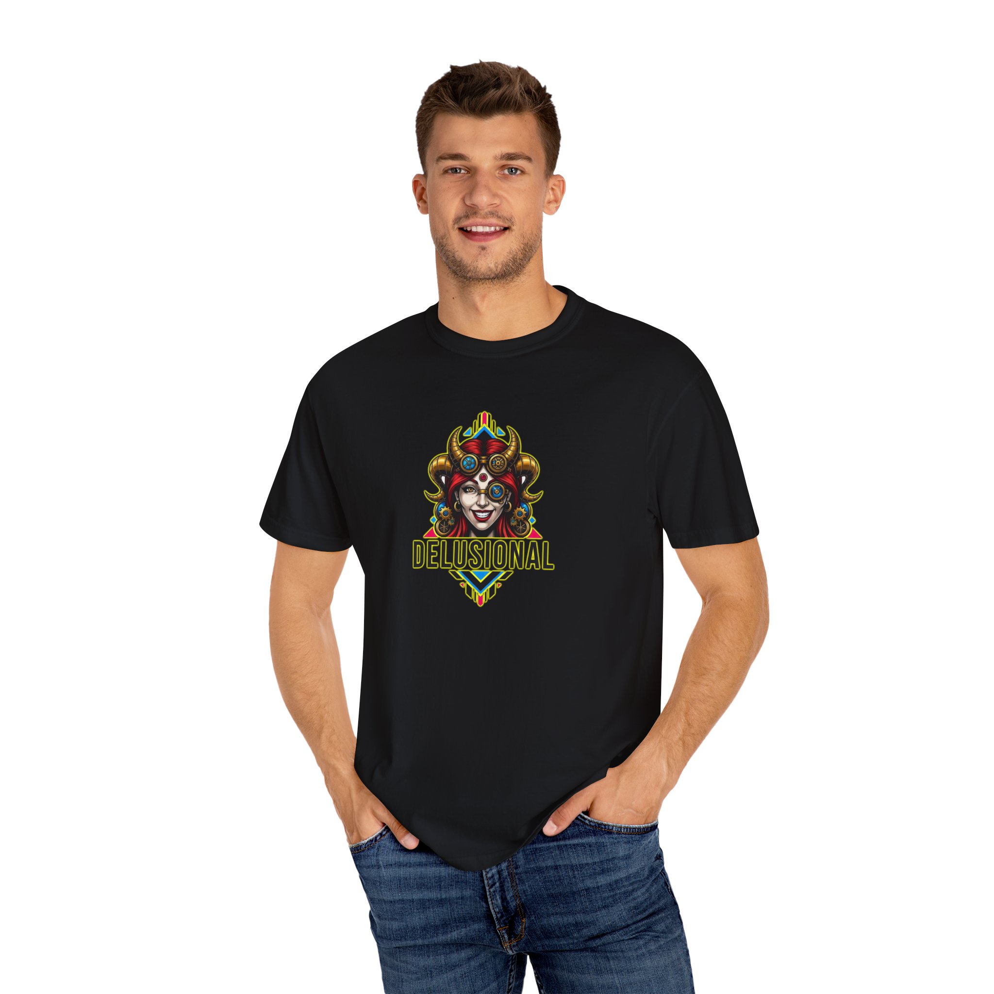 DELUSIONAL - LADY DEVIL - Unisex Garment-Dyed T-shirt - Image 12